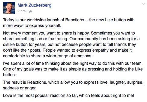 Zuckerberg Reactions